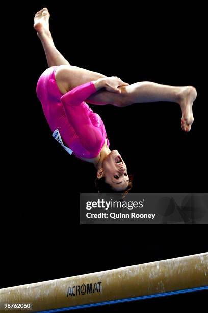 Jordyn Wieber of the United States of America competes on the Beam during day two of the 2010 Pacific Rim Championships at Hisense Arena on April 30,...