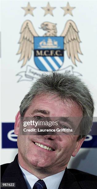 Kevin Keegan of Manchester City faces the press during a press conference to announce his return to managment at Maine Road, Manchester. Digital...