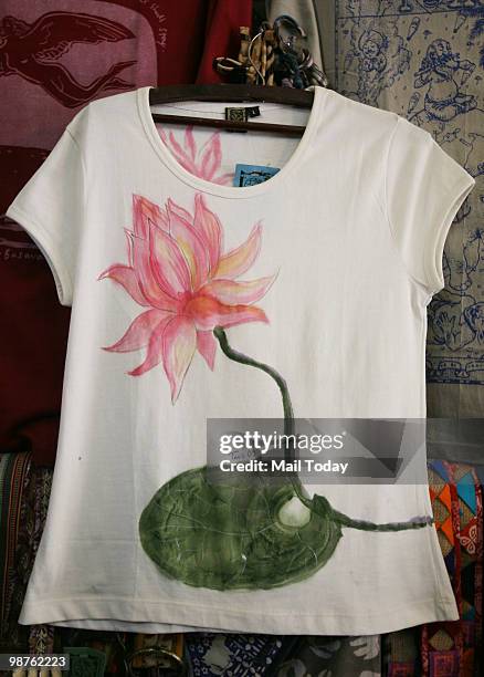 Shirt is displayed at a store in New Delhi on April 27, 2010.