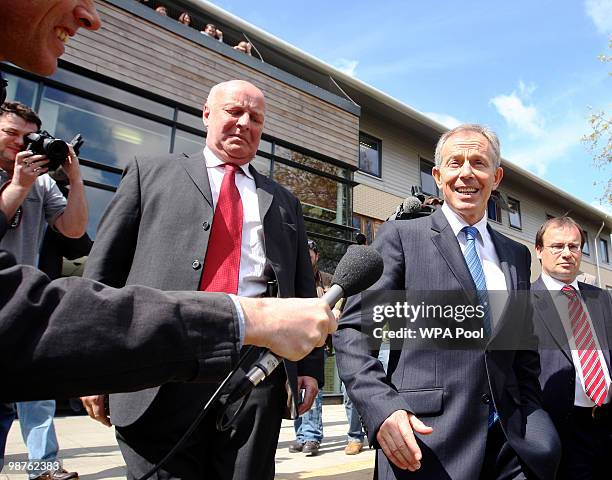 Former Prime Minister Tony Blair leaves Alexandra Avenue Health and Social Care Centre in Harrow after a visit as he returned to the Labour campaign...