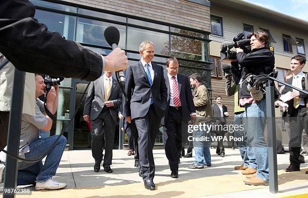 Former Prime Minister Tony Blair leaves Alexandra Avenue Health and Social Care Centre in Harrow after a visit as he returned to the Labour campaign...