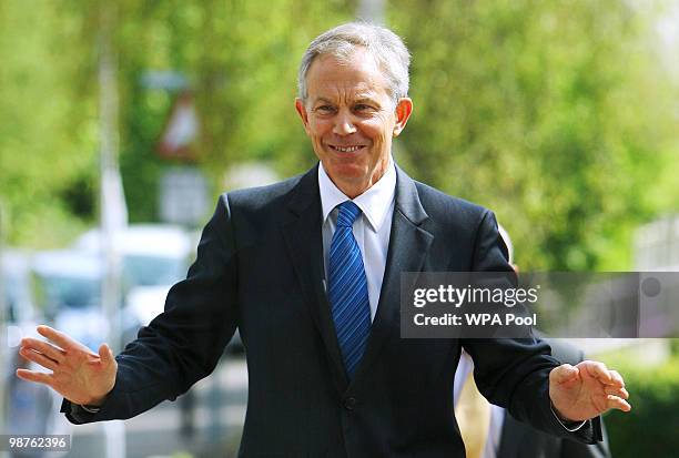 Former Prime Minister Tony Blair during a visit to Alexandra Avenue Health and Social Care Centre in Harrow as he returned to the Labour campaign...