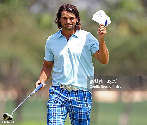 Johan Edfors of Sweden on the par five 9th hole during the second round of the Open de Espana at the Real Club de Golf de Seville on April 30, 2010...