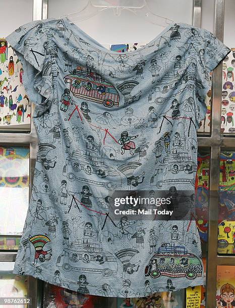 Shirt is displayed at a store in New Delhi on April 27, 2010.