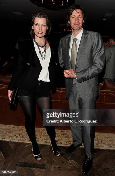 Actress Milla Jovovich and husband producer Paul W.S. Anderson attend a cocktail party hosted by Valentino on April 29, 2010 in West Hollywood,...
