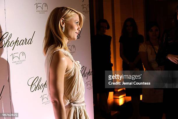 Actress Claire Danes poses for a photo at the star studded gala celebrating Chopard's 150 years of excellence at The Frick Collection on April 29,...