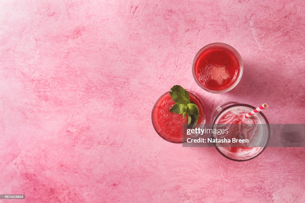 Red fruit cocktails or smoothies