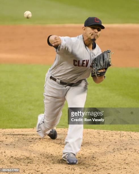 Carlos Carrasco of the Cleveland Indians pitches against the Chicago White Sox on June 11, 2018 at Guaranteed Rate Field in Chicago, Illinois.