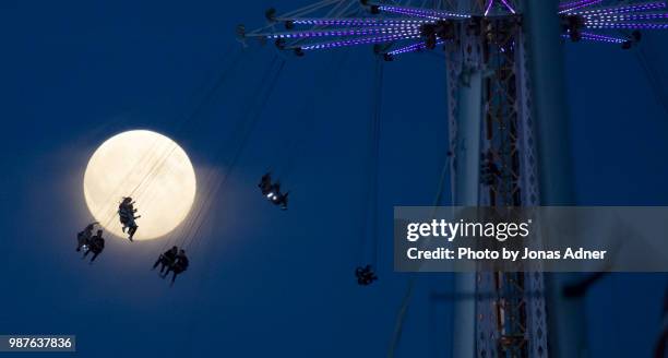 carousel and moon - jonas adner ストックフォトと画像