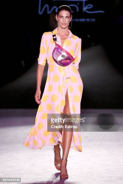 Laura Sanchez walks the runway at the Mayte by Lola Casademunt show during the Barcelona 080 Fashion Week on June 28, 2018 in Barcelona, Spain.