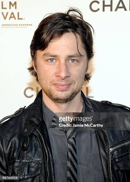 Zach Braff attends the CHANEL Tribeca Film Festival Dinner in support of the Tribeca Film Festival Artists Awards Program at Odeon on April 28, 2010...
