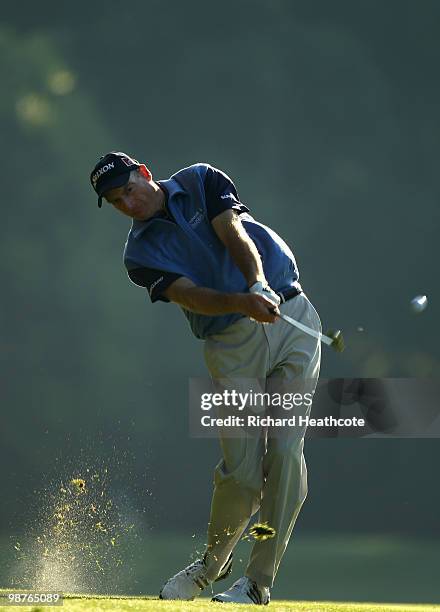 Jim Furyk plays into the 11th green during the second round of the Quail Hollow Championship at Quail Hollow Country Club on April 30, 2010 in...