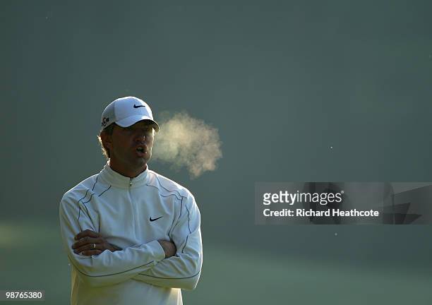 Lucas Glover waits to play into the 11th green during the second round of the Quail Hollow Championship at Quail Hollow Country Club on April 30,...