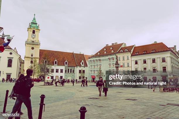 hlavne namestie square in the old town center, bratislava, slovakia - slovakia monuments stock pictures, royalty-free photos & images