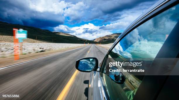 road trip - looking from rear of vehicle point of view stock pictures, royalty-free photos & images