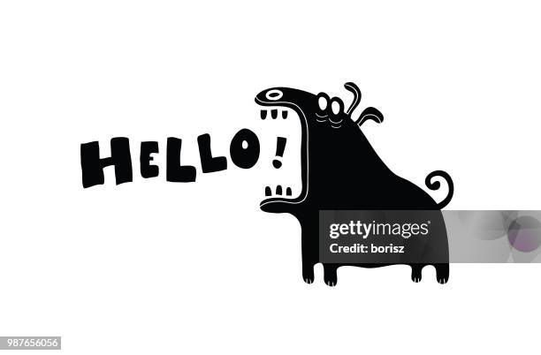 yelling dog - bark isolated stock illustrations
