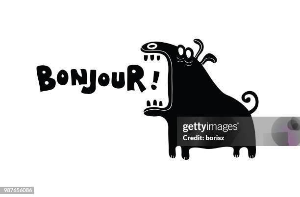 yelling dog - bonjour stock illustrations