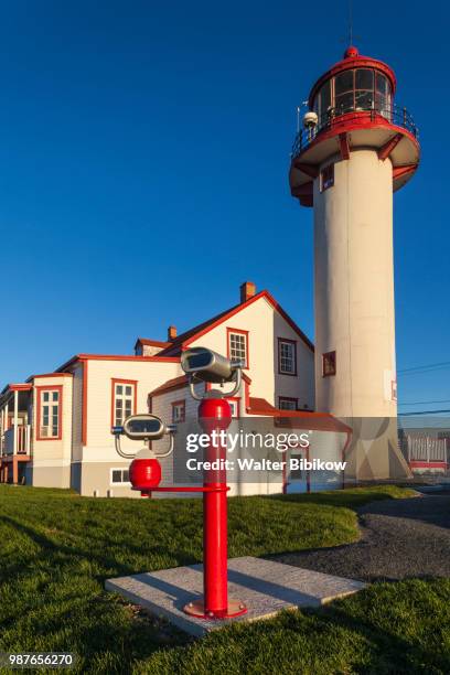 quebec, gaspe peninsula, matane, matane lighthouse - gaspe peninsula stock pictures, royalty-free photos & images