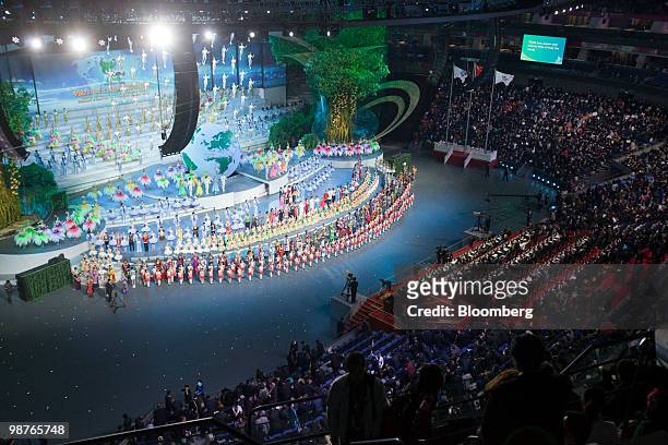 The opening ceremony of the 2010 World Expo takes place in Shanghai, China, on Friday, April 30, 2010. More than 20 heads of state including French...