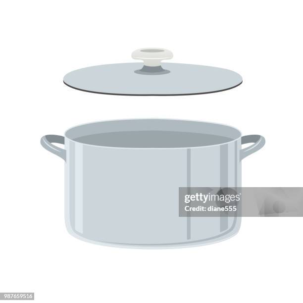 cooking pot isolated on white - cast iron pot stock illustrations