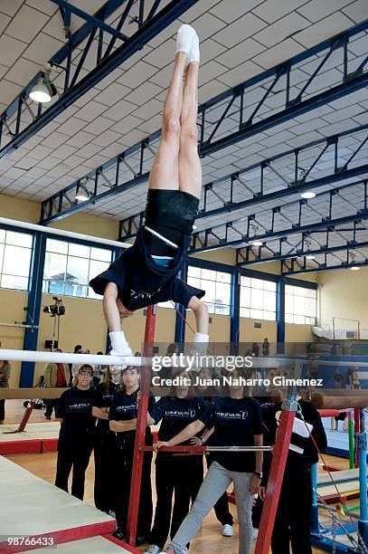 Nadia Comaneci attends an event, organised by Laureus Spain Foundation, with young gymnasts to promote the practice of sports and a healthy life at...