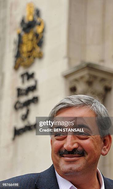 Director General of Iraqi Airways, Kifah Hassan Jabbar, smiles as he leaves the High Court in central London, on April 30, 2010. Hassan appeared in...