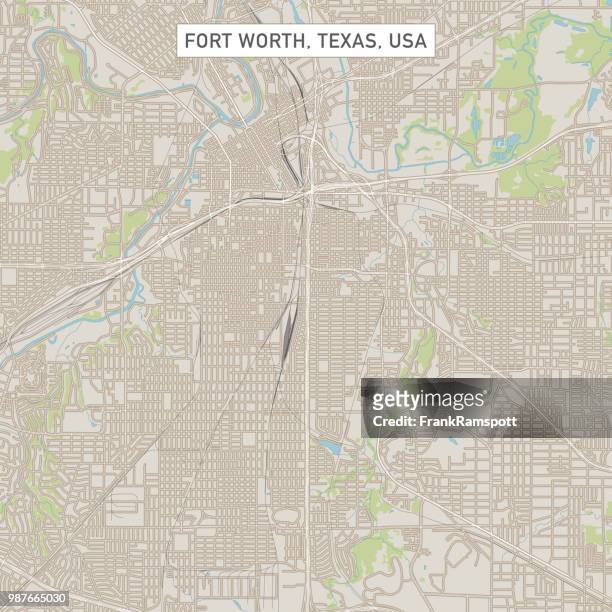 fort worth texas us city street map - fort worth stock illustrations