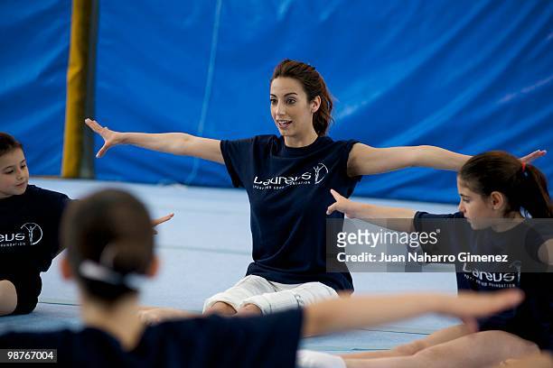Almudena Cid attends an event, organised by Laureus Spain Foundation, with young gymnasts to promote the practice of sports and a healthy life at San...
