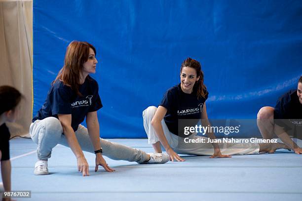 Nadia Comaneci and Almudena Cid attend an event, organised by Laureus Spain Foundation, with young gymnasts to promote the practice of sports and a...