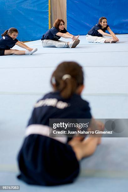 Nadia Comaneci and Almudena Cid attend an event, organised by Laureus Spain Foundation, with young gymnasts to promote the practice of sports and a...