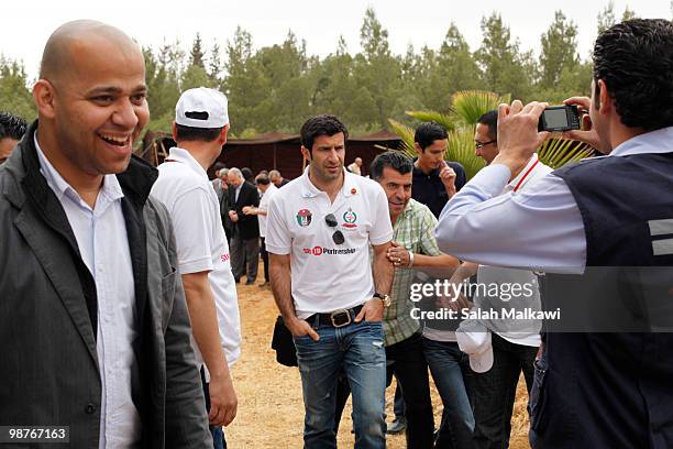 Goodwill Ambassador Luis Figo visits al-Noor hospital on April 30, 2010 in al-Mafraq, Jordan. The hospital treats patients with TB and MDR-TB related...