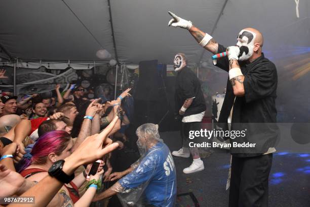 Insane Clown Posse performs at the Rooftop Films NY Premiere of "Family at The Well" on June 29, 2018 in Brooklyn, New York.