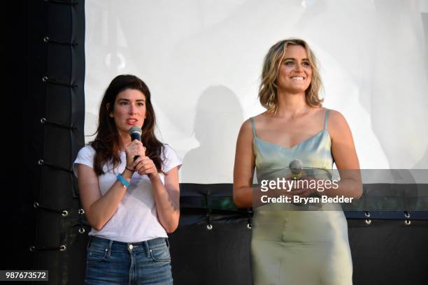 Writer and Director Laura Steinel and actress Taylor Schilling attends the Rooftop Films NY Premiere of "Family at The Well" on June 29, 2018 in...