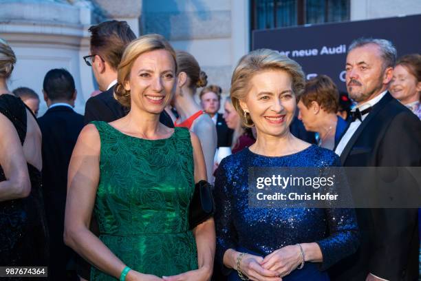 Austrian Federal Minister for Women, Families and Youth Minister Juliane Bogner-Strauss and German Minister of Defence Ursula von der Leyen pose pose...