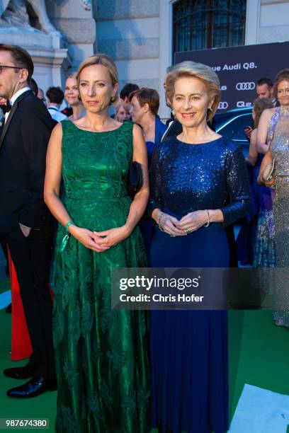 Austrian Federal Minister for Women, Families and Youth Minister Juliane Bogner-Strauss and German Minister of Defence Ursula von der Leyen pose pose...