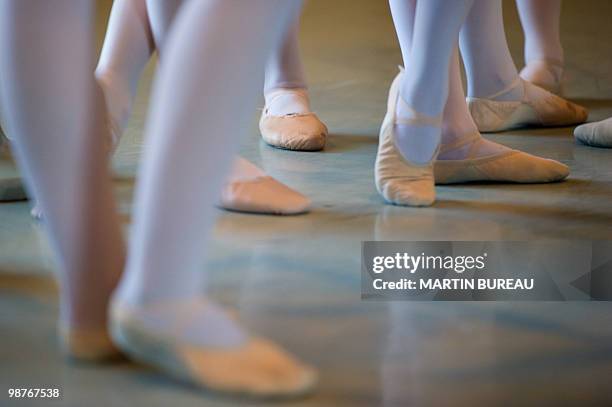 Students of Christa Charmolu, practice on April 06, 2010 at the Conservatoire National de Son, Musique et Danse de Paris . Repetto was founded in...