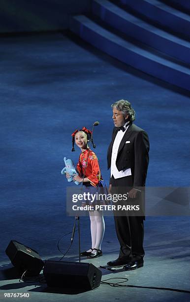 Italian tenor superstar Andrea Bocelli performs at the opening ceremony of the World Expo in Shanghai on April 30, 2010. From the United States to...