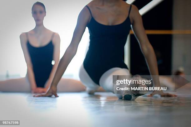 Students of Christa Charmolu, practice on April 06, 2010 at the Paris National Conservatory of Sound, music and Dance . Repetto was founded in 1947...