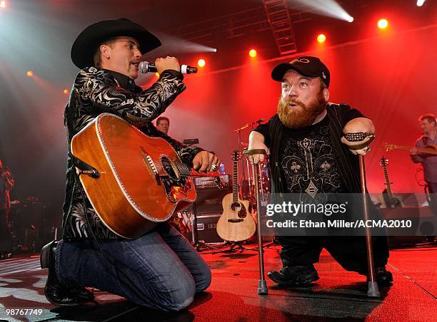 Recording artist John Rich and MuzikMafia member Two Foot Fred perform during the Academy of Country Music Awards All-Star Jam at the MGM Grand...