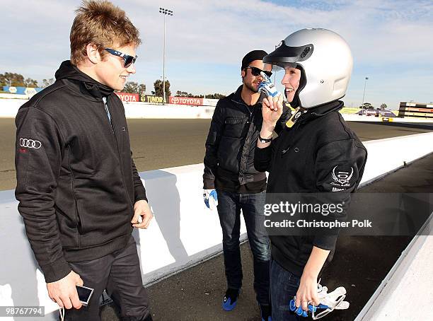 Actor Zach Roerig and actress Candice Accola attend Oakley Presents "Learn to Ride" with the Audi Sportscar Experience fueled by Muscle Milk at...