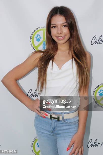Actress/Dancer Kaylee Quinn attends the Fur & Feather Animal Sanctuary's "Paint 4 Paws" Charity Benefit at Color Me Mine on June 29, 2018 in Studio...