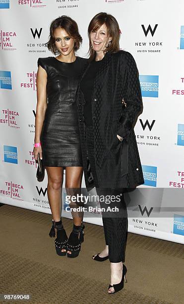 Actress Jessica Alba and Tribeca Film Festival co-founder Jane Rosenthal attend Awards Night during the 9th Annual Tribeca Film Festival at the W New...