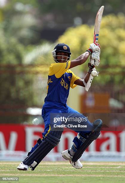 Dinesh Chandimal of Sri Lanka in action during The ICC T20 World Cup Group B match between Sri Lanka and New Zealand at the Guyana National Stadium...