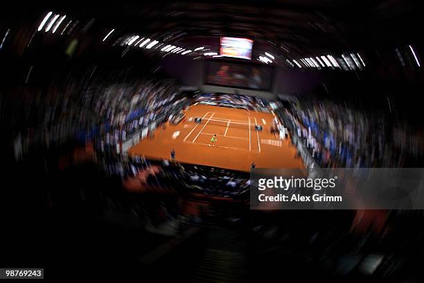 General view of the Porsche Arena is taken during a quarter final match between Justine Henin of Belgium and Jelena Jankovic of Serbia at day five of...