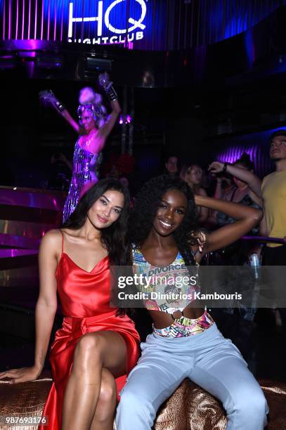 Model Shanina Shaik and Model Leomie Anderson attend HQ2 Opening Night with Diplo performance at Ocean Resort Casino on June 29, 2018 in Atlantic...