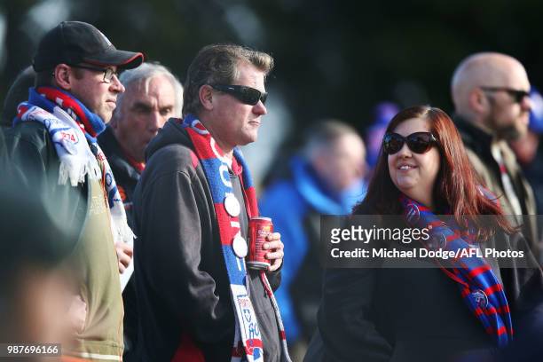 Port fans look on during the round 13 VFL match between Port Melbourne and Sandringham at North Port Oval on June 30, 2018 in Melbourne, Australia.