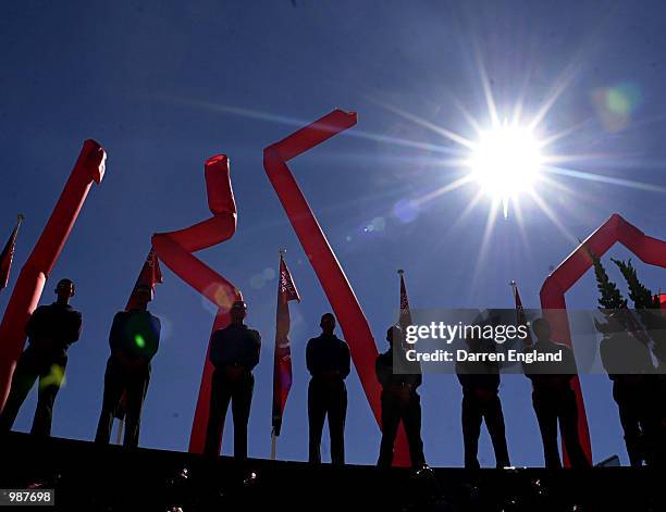 The Red Men get together at the launch of the 2001 Goodwill Games entertainment and cultural festival which will be held in conjunction with the 2001...