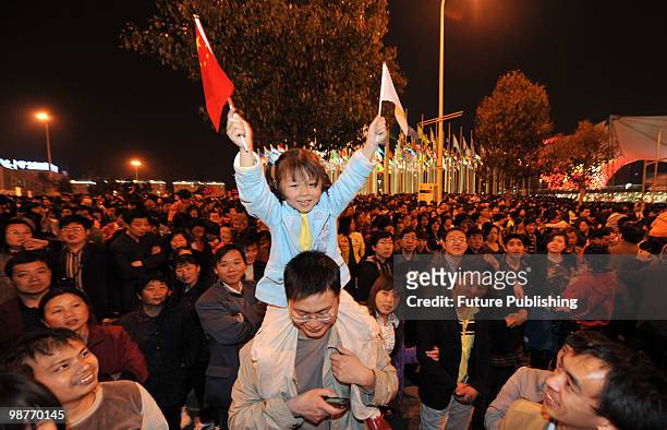 People celebrate the opening of the Shanghai World Expo at an outdoor gala on April 30 in Shanghai, China.