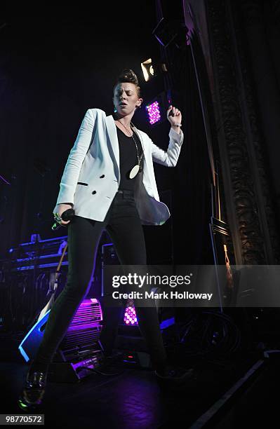 La Roux performs on stage at O2 Academy on April 30, 2010 in Bournemouth, England.