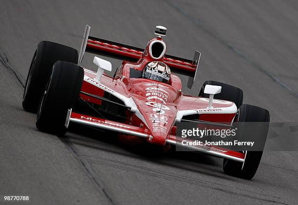 Scott Dixon drives his Target Chip Ganassi Racing Honda Dallara during practice for the Indy Car Series Road Runner Turbo Indy 300 on April 30, 2010...